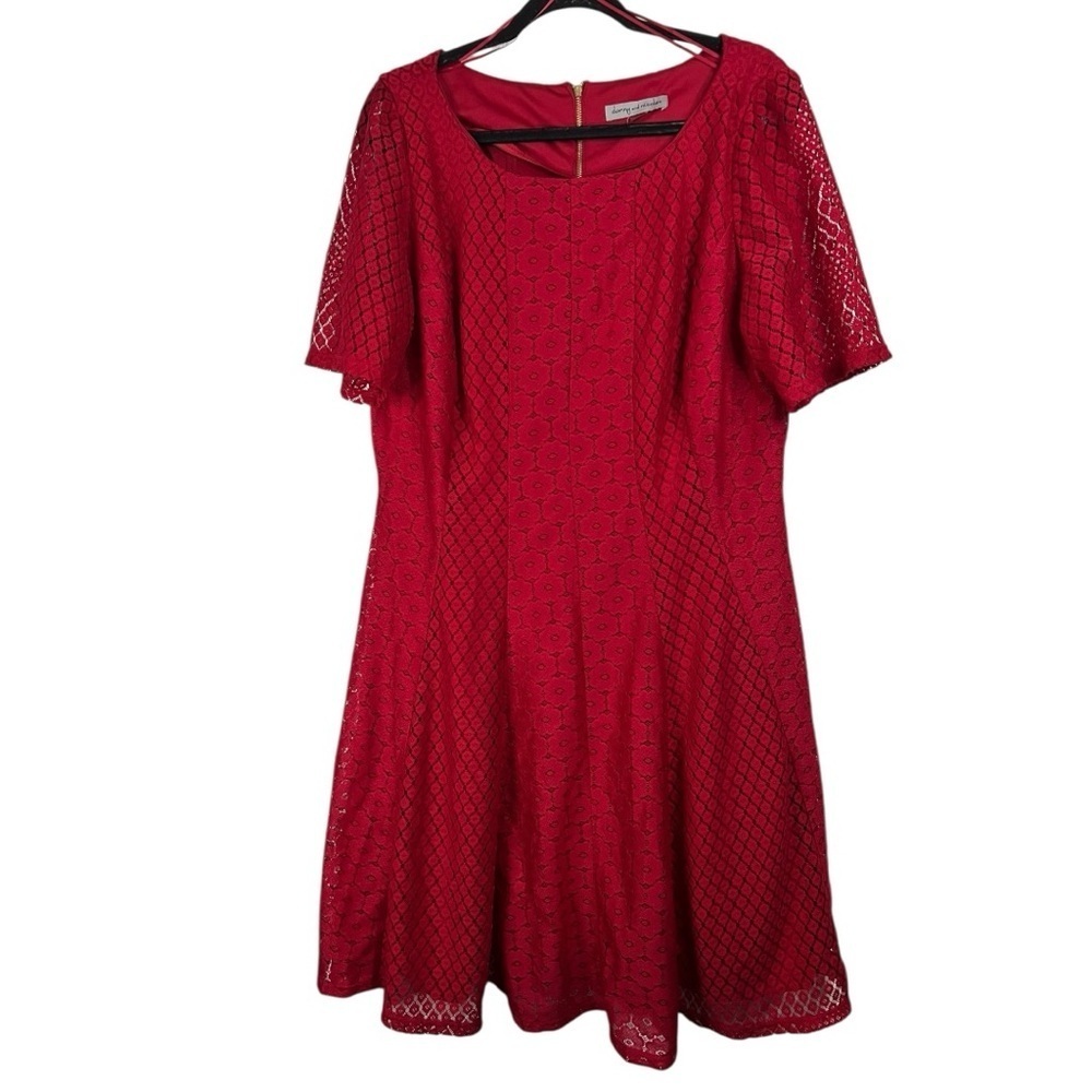Danny & Nicole Women's red lace fit and flare dress - Size 16W